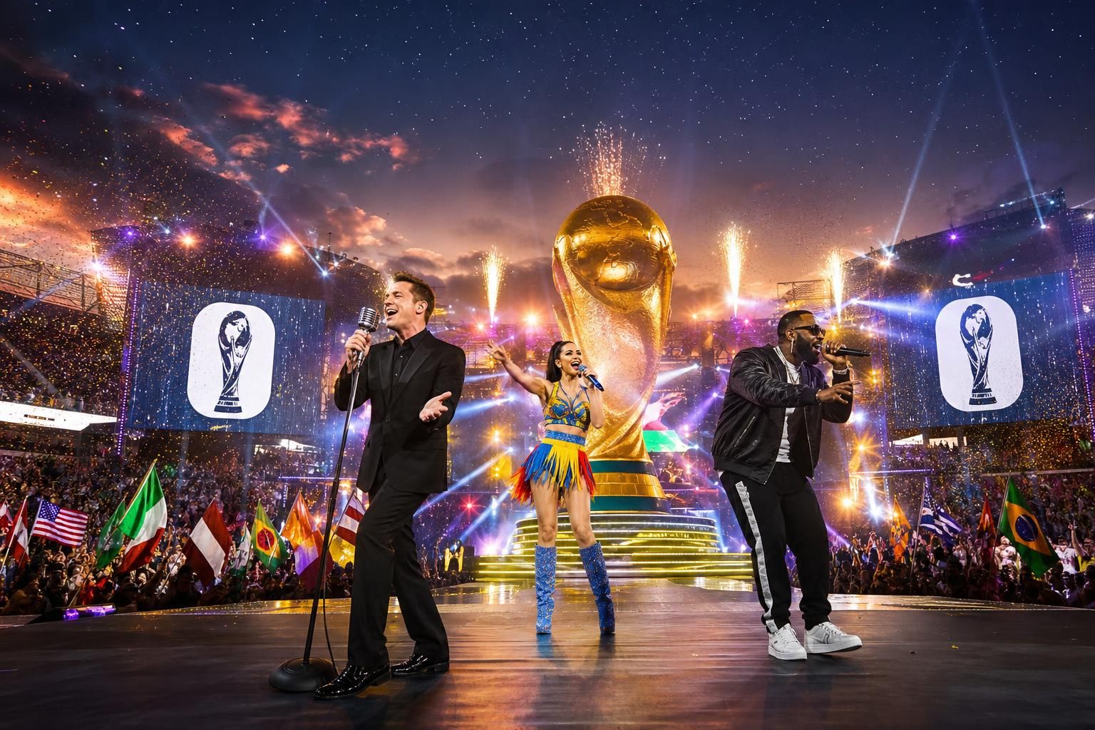 descubre los emocionantes planes de la fifa para la copa mundial 2026, con actuaciones especiales de michael bublé, katy perry y vegedream en las tres grandes celebraciones del evento.