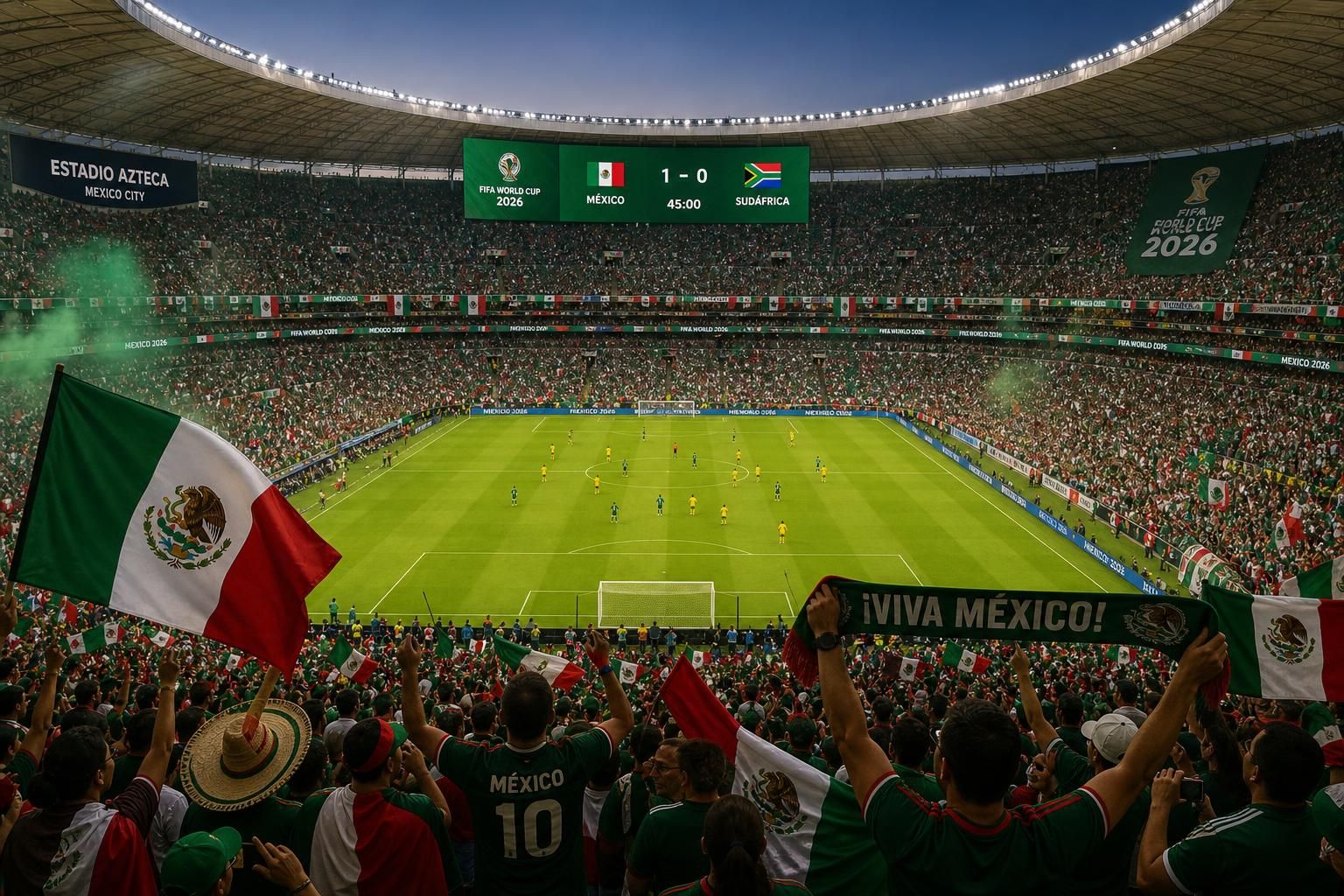 disfruta en vivo el emocionante partido méxico vs sudáfrica en el legendario estadio azteca, donde una afición vibrante enciende la pasión de la copa mundial.