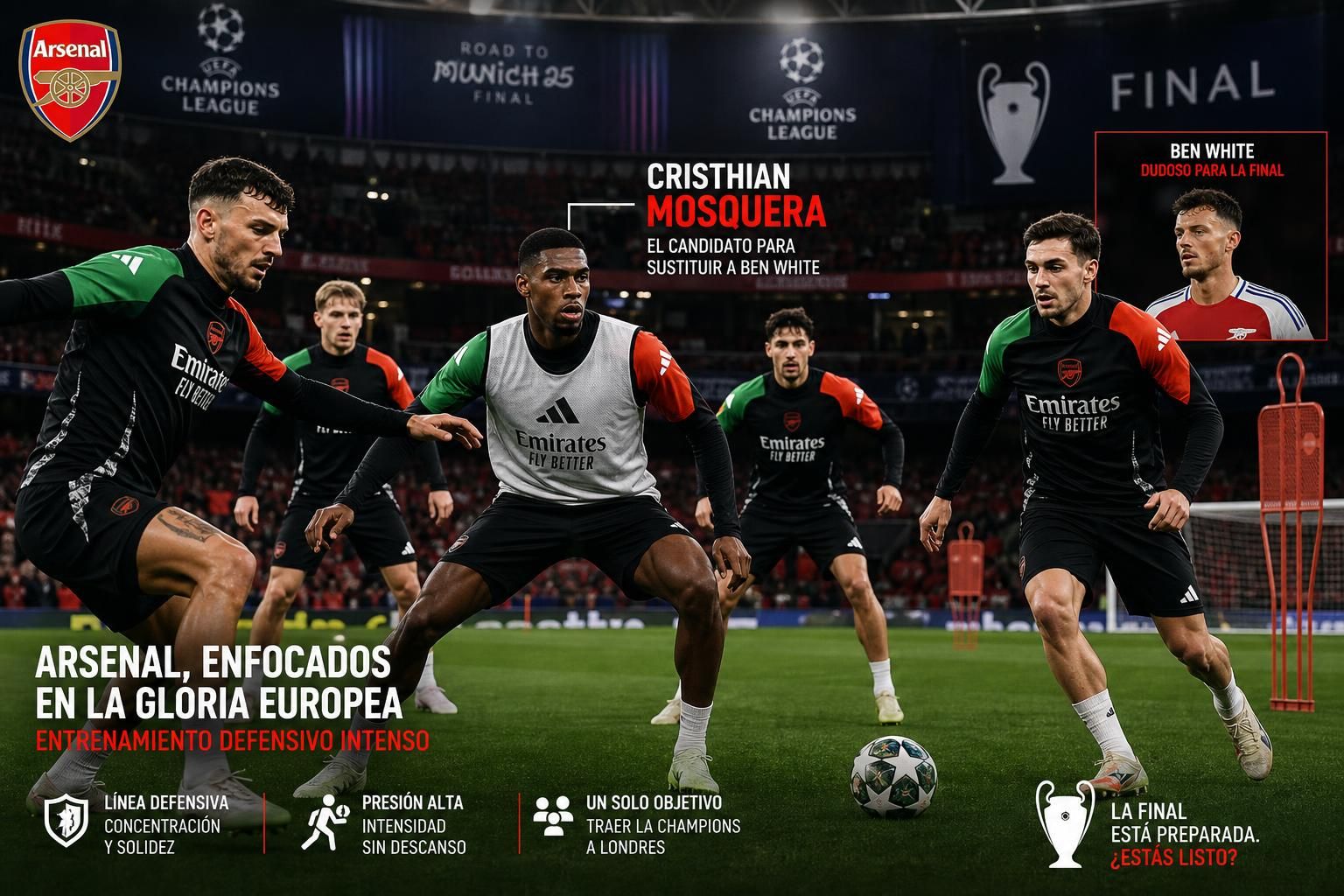 ben white no podrá jugar la final de la liga de campeones debido a una lesión, un duro golpe para la defensa del arsenal y sus aspiraciones en el torneo.