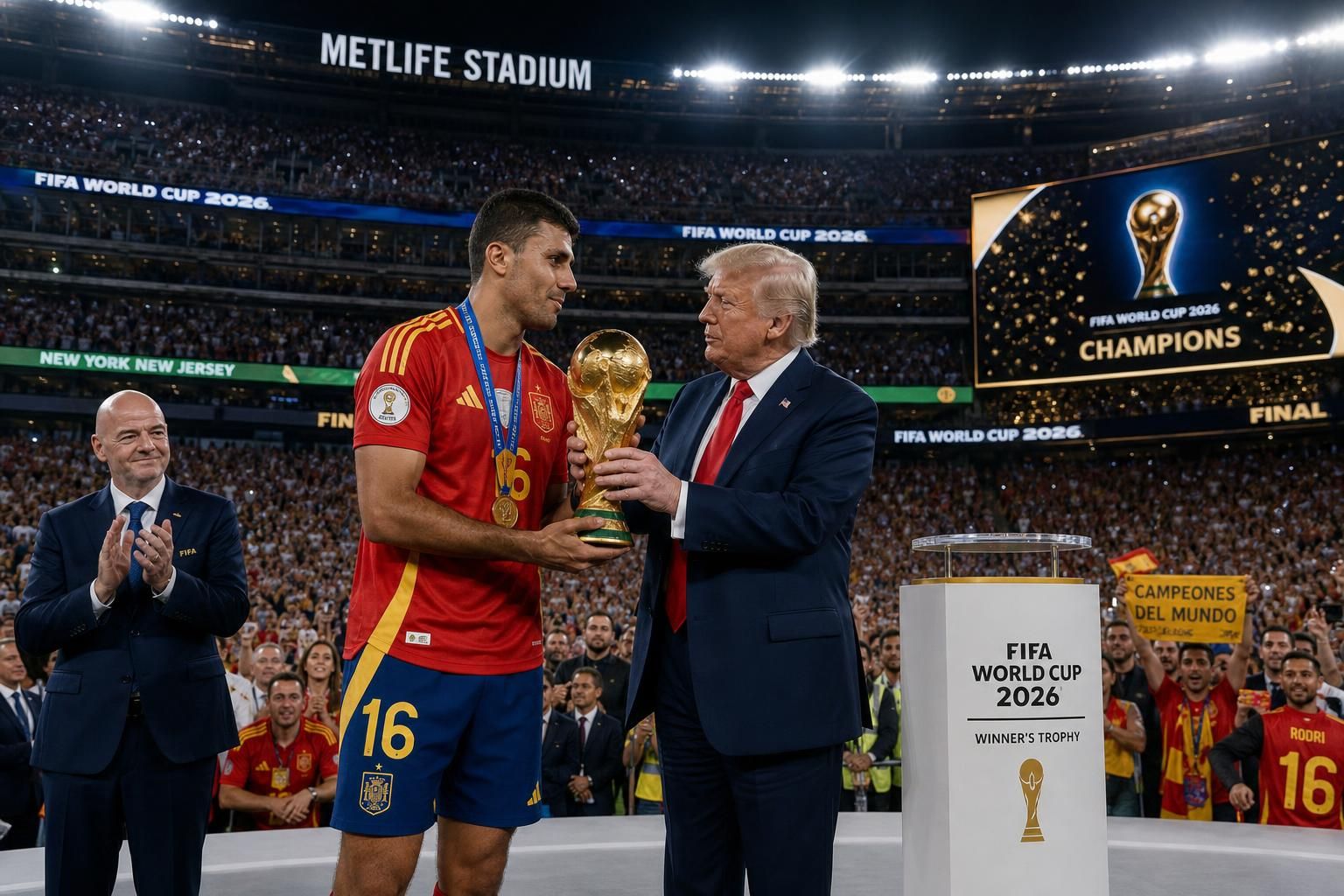 revive el impactante instante en la copa mundial 2026 cuando rodri pidió a trump que se retirara durante la entrega del trofeo. un momento histórico lleno de emoción y sorpresa.