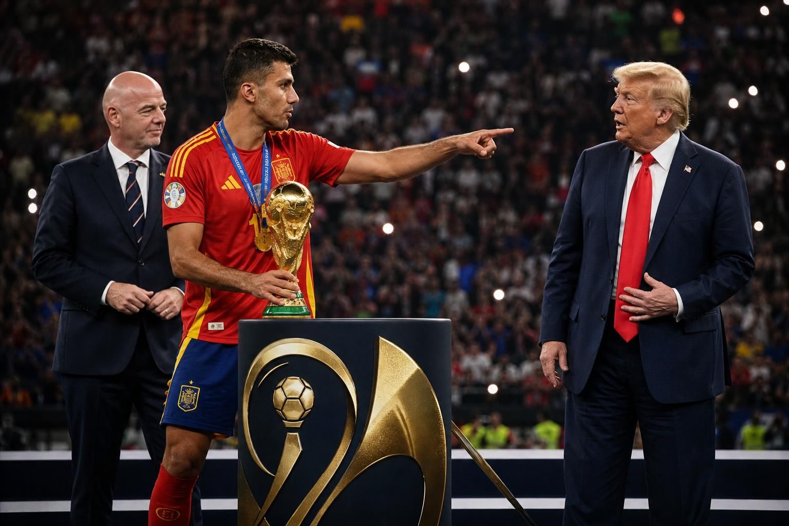 descubre el momento impactante en la copa mundial 2026 cuando rodri pidió a trump que se retirara durante la entrega del trofeo, un gesto que sorprendió a todos.