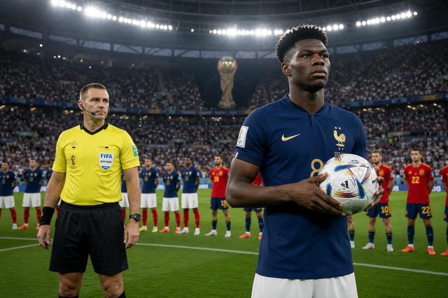 descubre el árbitro designado para el partido francia vs españa en la copa del mundo 2026, la confirmación de tchouaméni en la alineación y el programa completo del torneo.