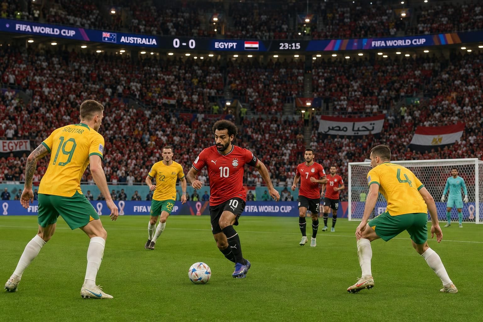 sigue en vivo el emocionante partido de octavos de final del mundial entre australia y egipto, con salah desde el inicio. no te pierdas ninguna acción en directo.