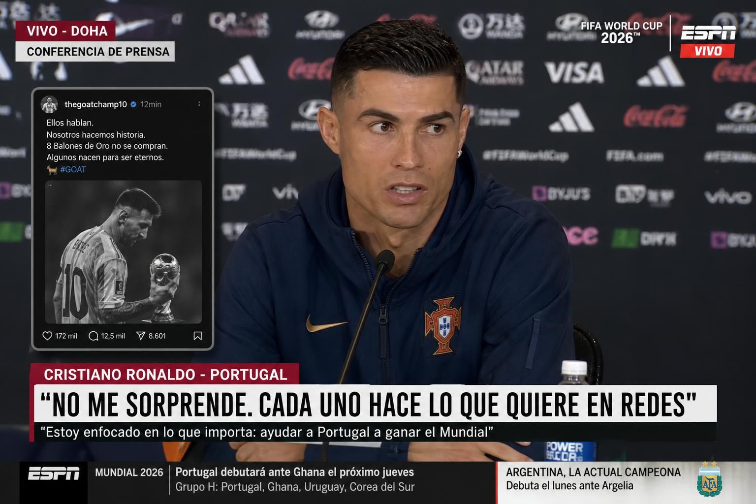 descubre la reacción de cristiano ronaldo a una publicación polémica sobre lionel messi en el mundial 2026. entérate de todos los detalles y opiniones en nuestra cobertura exclusiva.