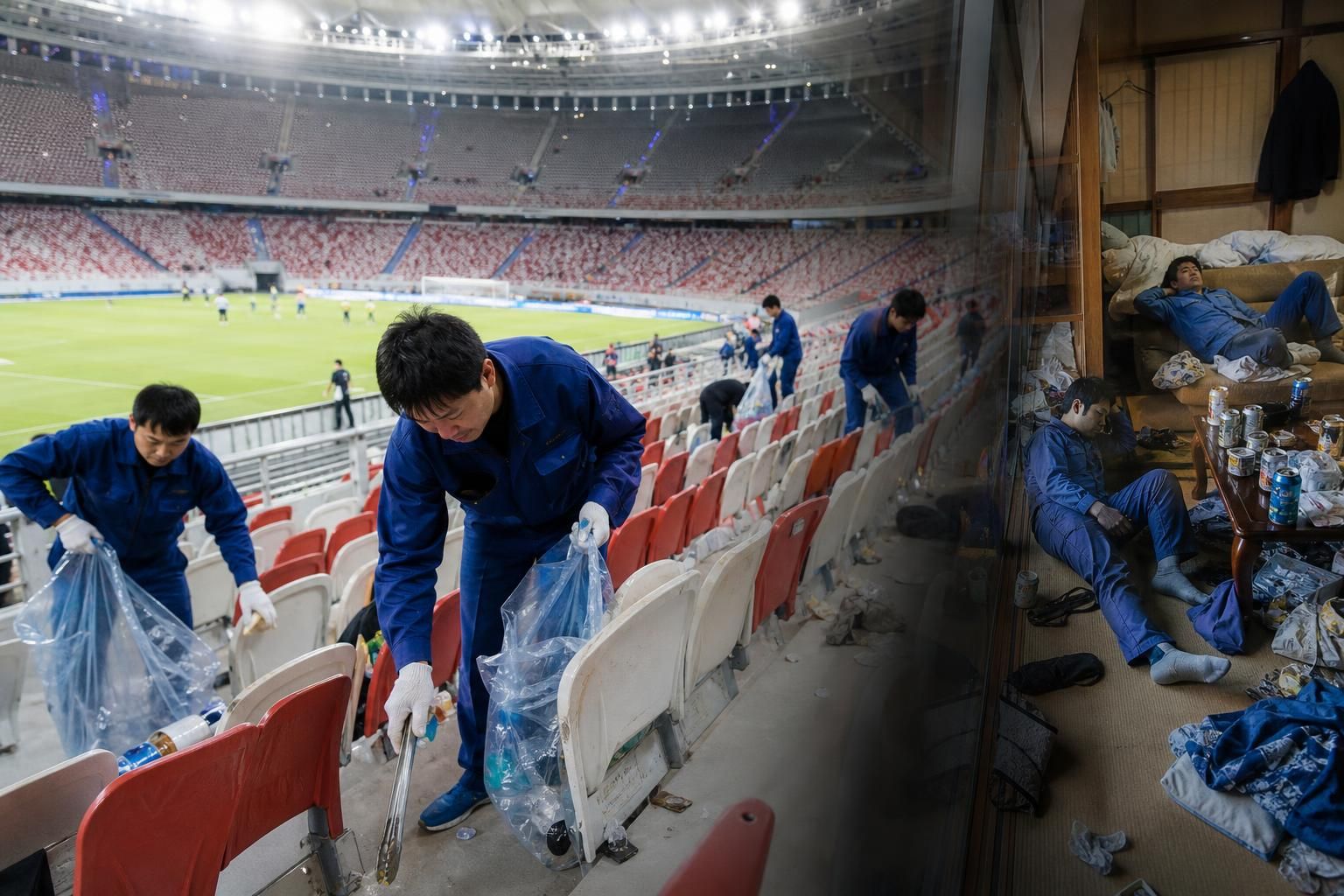 los hombres japoneses son conocidos por su impecable limpieza en los estadios durante la copa del mundo, aunque esta dedicación no siempre se refleja en sus hogares.