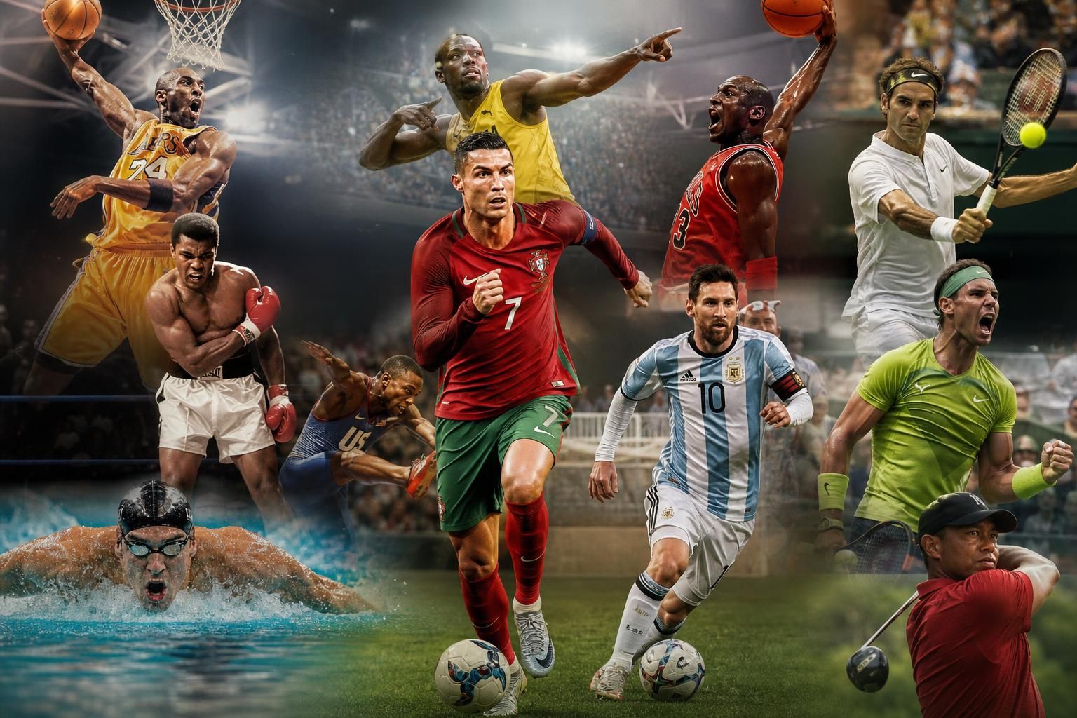 descubre en imágenes a diez leyendas deportivas globales que, al igual que cristiano ronaldo, han dejado huella en el mundo del deporte.