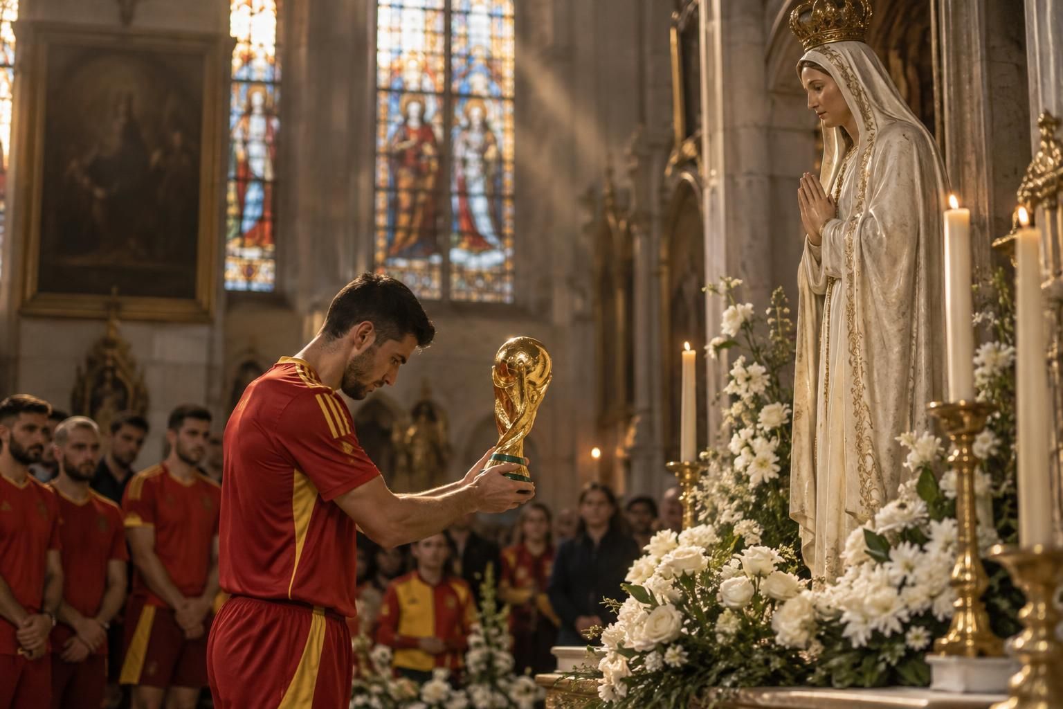 españa ofrece su trofeo a la virgen en un gesto cargado de simbolismo de cara al mundial 2026. conoce los detalles de esta tradición.