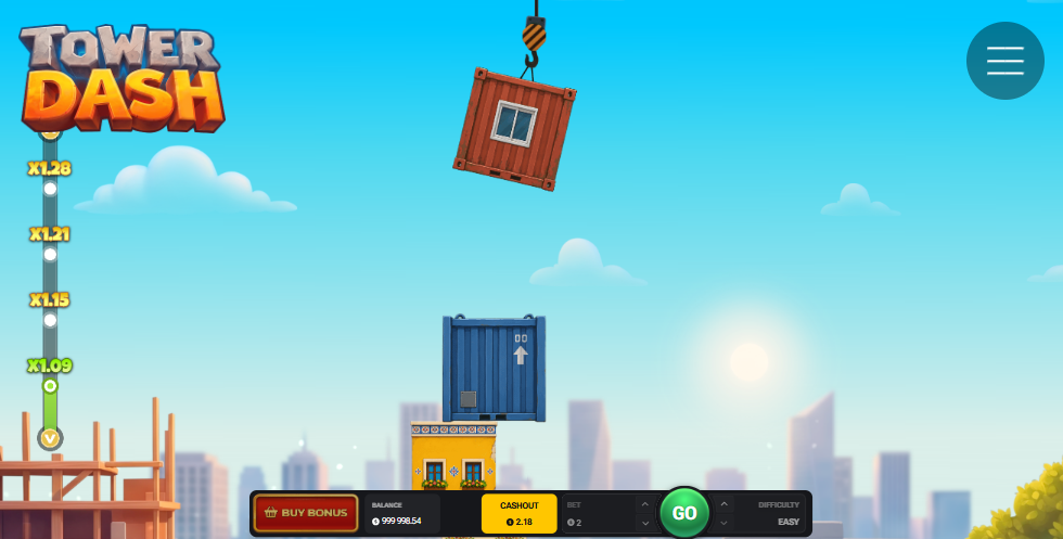 Grúa de Tower Dash colocando un contenedor sobre la torre